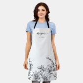 Elegantes Script Schwarz-weiß Flora Schürze (Getragen)
