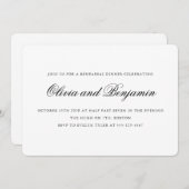 Elegantes Script Schwarz-weiß Formale Probe Abende Einladung (Vorne/Hinten)