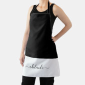 Elegantes Script Schwarz-weiß Girly Monogram Kitch Schürze (InSitu)