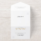 Elegantes Script Schwarz-weiß Gold Foil Hochzeit All-in-One-Einladung (Außenseite)