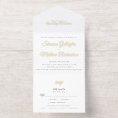Elegantes Script Schwarz-weiß Gold Foil Hochzeit All-in-One-Einladung (Innenseite)