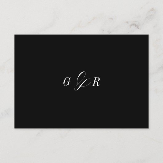 Elegantes Script Schwarz-weiß Hochzeitsunterkünfte Begleitkarte (Rückseite)