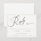 Elegantes Script Schwarz & Weiß mit Entrees Weddin RSVP Karte (Vorne/Hinten)