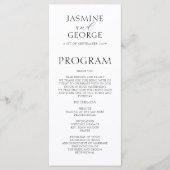 Elegantes Script Schwarz & Weiß Moderne Hochzeit Programm (Vorderseite)