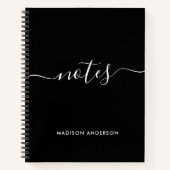 Elegantes Script Schwarz-weiß Notes Typografie Notizblock (Vorderseite)