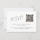 Elegantes Script Schwarz-weiß QR Code Hochzeit RSV RSVP Karte (Vorderseite)
