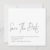 Elegantes Script Schwarz-weiß QR Hochzeitdatum Ger Einladung (Vorderseite)