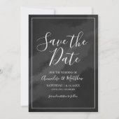 Elegantes Script Schwarz-weiß Save the Date Hochze Einladung (Vorderseite)
