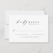 Elegantes Script Schwarz-weiß Simple Wedding RSVP Karte (Vorderseite)