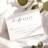 Elegantes Script Schwarz-weiß Simple Wedding RSVP Karte