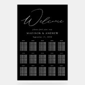 Elegantes Script Schwarz-Weiß-Sitzdiagramm Acrylschild (Vorderseite)