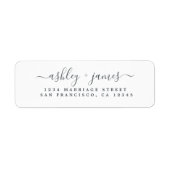 Elegantes Script Schwarz-weiß Wedding Rücksendeadr (Vorne)