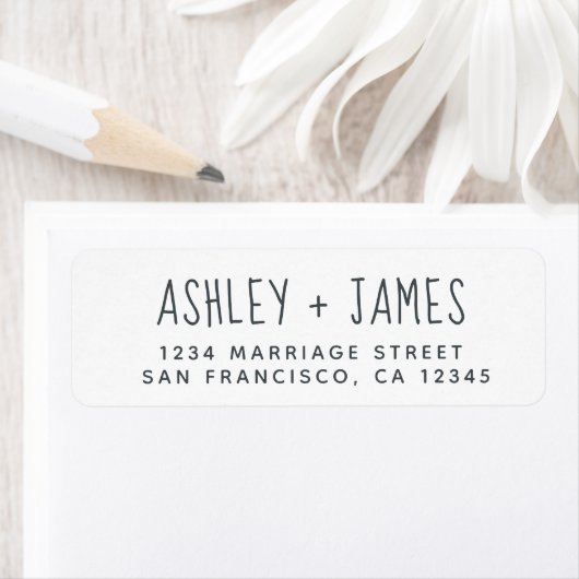 Elegantes Script Schwarz-weiß Wedding Rücksendeadr (Insitu)