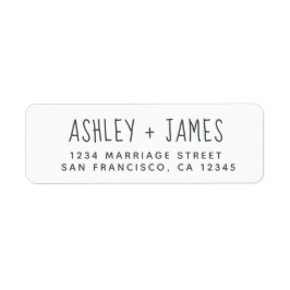 Elegantes Script Schwarz-weiß Wedding Rücksendeadr