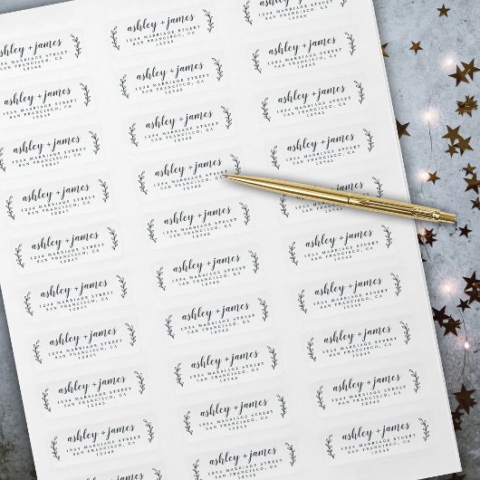 Elegantes Script Schwarz-weiß Wedding Rücksendeadr