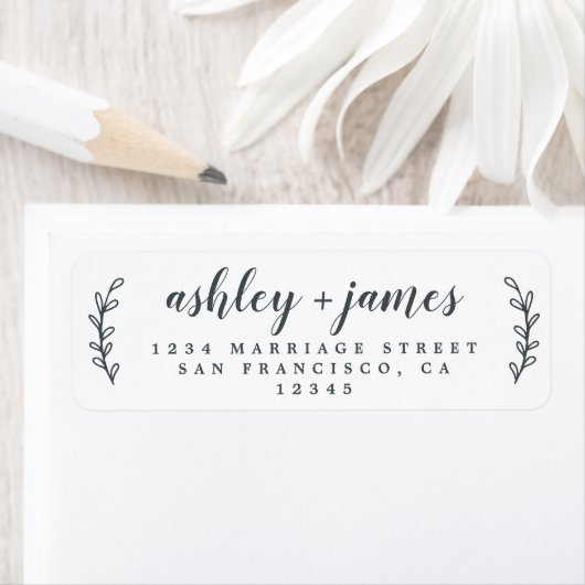 Elegantes Script Schwarz-weiß Wedding Rücksendeadr (Insitu)