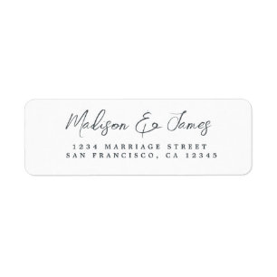 Elegantes Script Schwarz-weiß Wedding Rücksendeadr