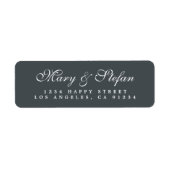 Elegantes Script Schwarz-weiß Wedding Rücksendeadr (Vorne)