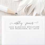 Elegantes Script Schwarz-weiß Wedding Rücksendeadr (Insitu)