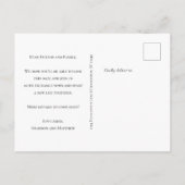 Elegantes Script Schwarz-weiß Wedding Save the Dat Ankündigungspostkarte (Rückseite)