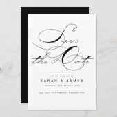 Elegantes Script Schwarz-weiß Wedding Save the Dat Save The Date (Vorne/Hinten)