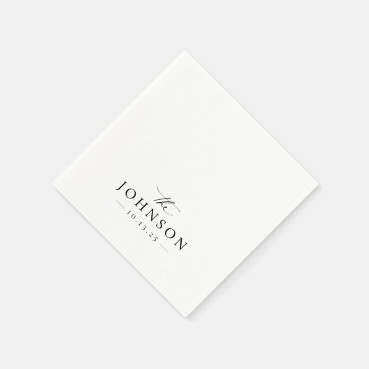 Elegantes Script Schwarz-weiß Wedding Serviette (Ecke)