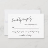 Elegantes Script Schwarz-weiß Wedding Simple RSVP Karte (Vorderseite)
