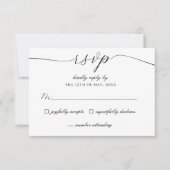 Elegantes Script Schwarz-weiß Wedding Simple RSVP Karte (Vorderseite)
