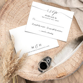 Elegantes Script Schwarz-weiß Wedding Simple RSVP Karte