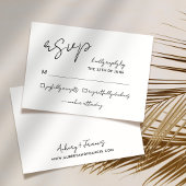 Elegantes Script Schwarz-weiß Wedding Simple RSVP Karte