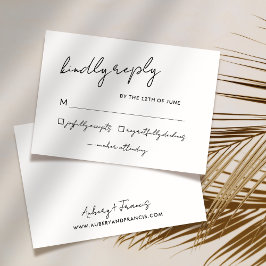 Elegantes Script Schwarz-weiß Wedding Simple RSVP Karte
