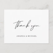 Elegantes Script Schwarz-weiß Wedding Vielen Dank Postkarte (Vorderseite)