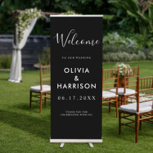 Elegantes Script Schwarz-weiß Wedding Welcome