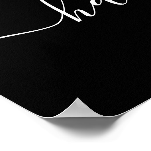 Elegantes Script Schwarz-weiß Wedding Welcome Sign Poster (Ecke)