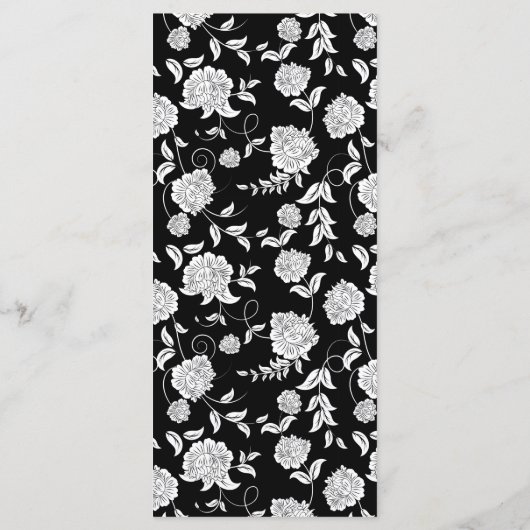 Elegantes Script Schwarz-weiße Hochzeitsmenü Menükarte (Rückseite)