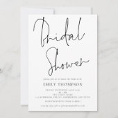 Elegantes Script-Schwarz-weißes Brautparty Einladung (Vorderseite)