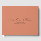 Elegantes Script Serif Custom Terracotta Wedding Gästebuch (Vorderseite)