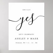 Elegantes Script Sie sagte Yes Verlobung Celebrati Poster (Vorne)