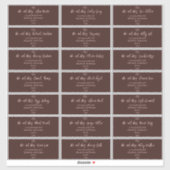 Elegantes Script Sienna Wedding Guest Address Labe Aufkleber (Blatt)