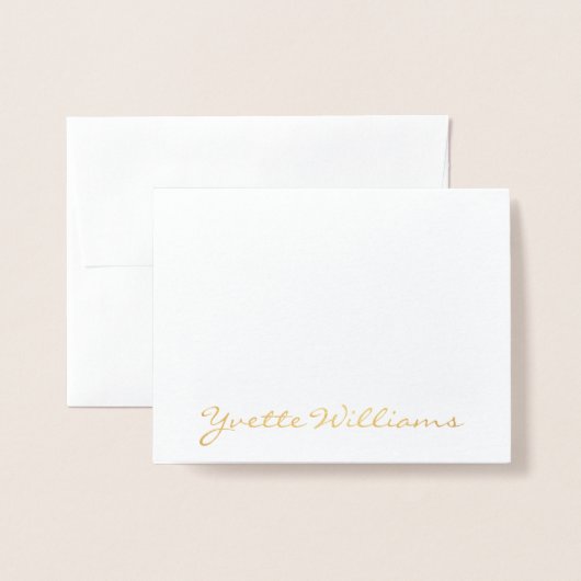 Elegantes Script-Signature-Business-Logo Real Gold Folienkarte (Vorderseite mit Umschlag)