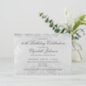 Elegantes Script Silver 90. Geburtstagseinladung Einladung (Stehend Vorderseite)