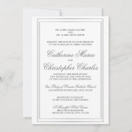 Elegantes Script-Silver-Border-Hochzeitsempfang Einladung