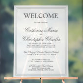 Elegantes Script Silver Border Wedding Willkommen Acrylschild (Neutral)