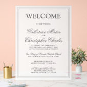 Elegantes Script Silver Border Wedding Willkommen Acrylschild (Hochzeit)