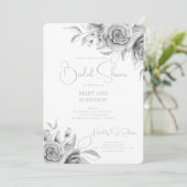 Elegantes Script Silver Floral Brautparty Einladung (Stehend Vorderseite)