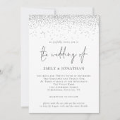 Elegantes Script Silver Glitzer QR Code Wedding In Einladung (Vorderseite)