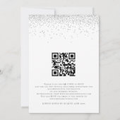 Elegantes Script Silver Glitzer QR Code Wedding In Einladung (Rückseite)