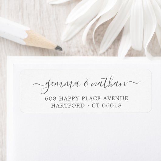 Elegantes Script Silver Gray Wedding Rücksendeadre (Insitu)