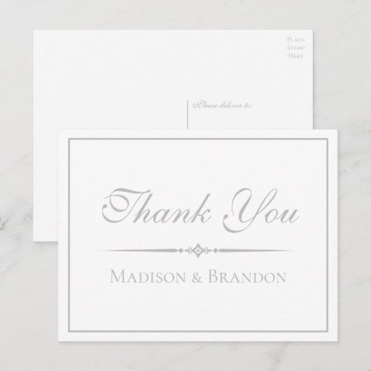 Elegantes Script Silver Minimalistisch Wedding Vie Postkarte (Vorne/Hinten)