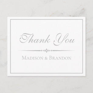 Elegantes Script Silver Minimalistisch Wedding Vie Postkarte